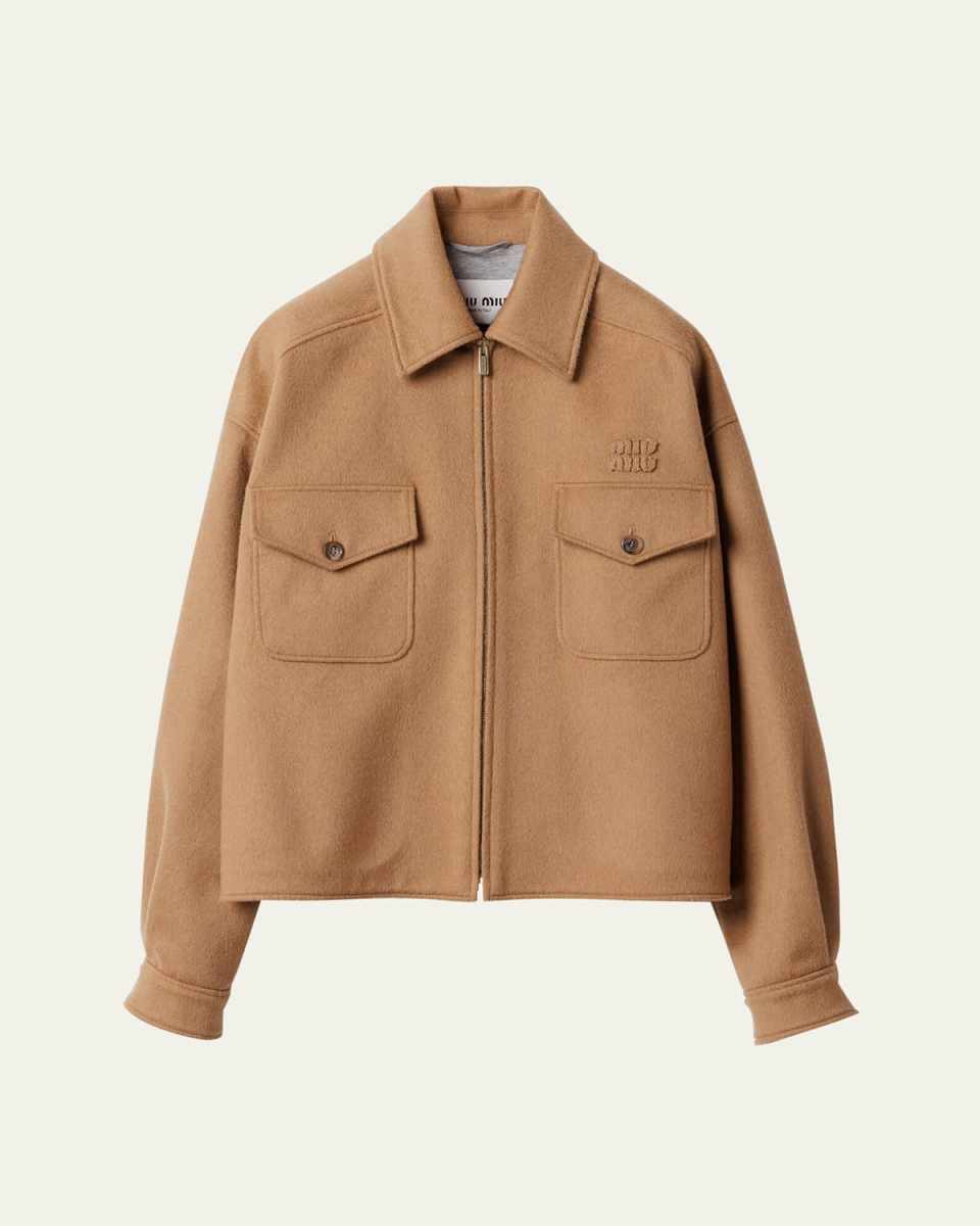Boxy Cropped Camel Hair Jacket